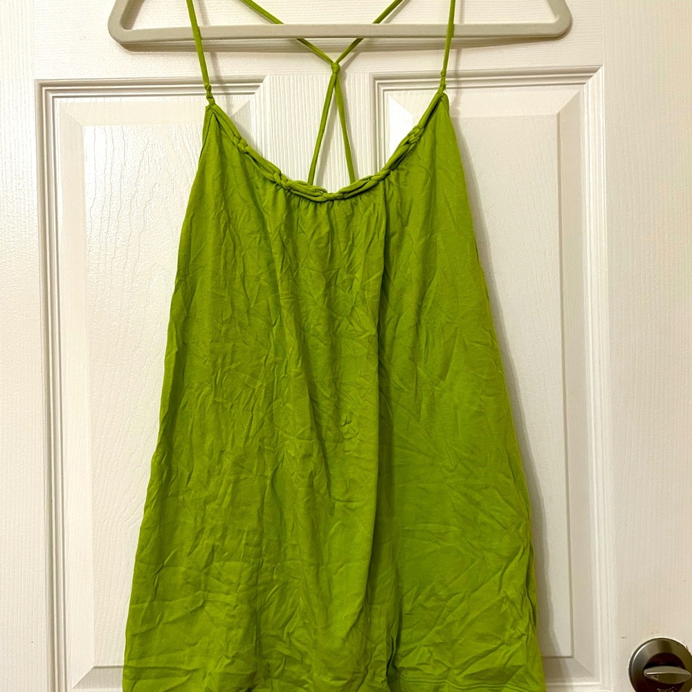 Lime green spaghetti strap racer back tank top
